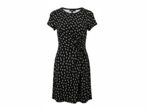Lauren Ralph Lauren Geo-Printed Crewneck Faux-Wrap Dress Office Party Retro